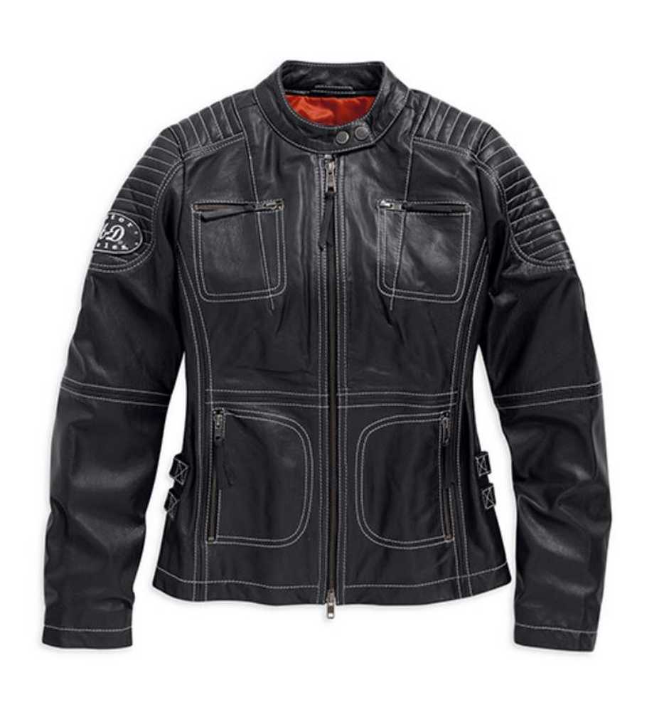 Harley-Davidson Women's Agitator Leather Jacket, Black/White. 98086-15VW - Wisconsin Harley-Davidson