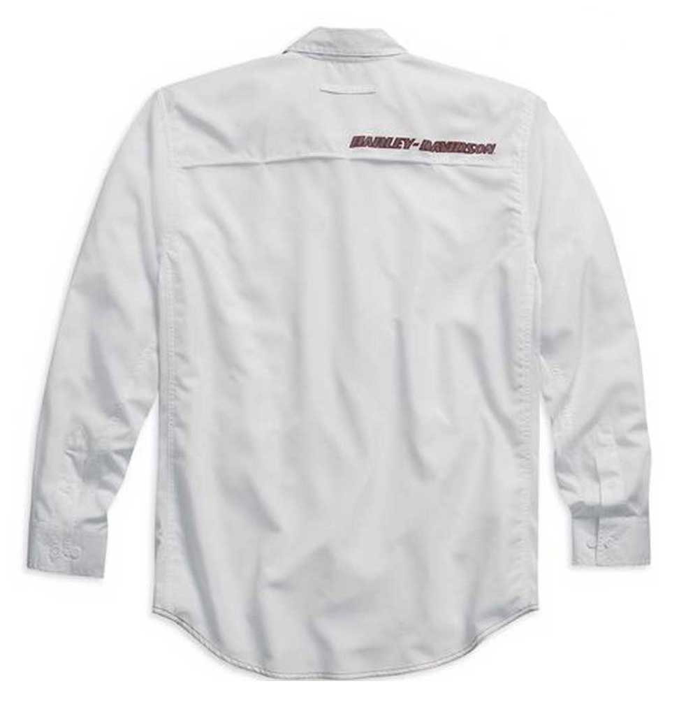 Harley-Davidson® Long Sleeve Performance Button Front Shirt, White
