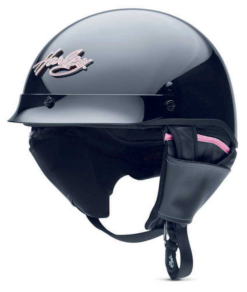 Harley-Davidson Womens Pink Label Bling Hybrid 1/2 Helmet Gloss Black 98367-12VW - Wisconsin Harley-Davidson