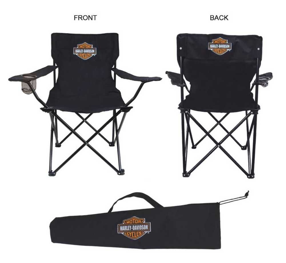 Harley-Davidson Compact Bar & Shield Chair, Drink Holders & Bag, Black CH30230 - Wisconsin Harley-Davidson