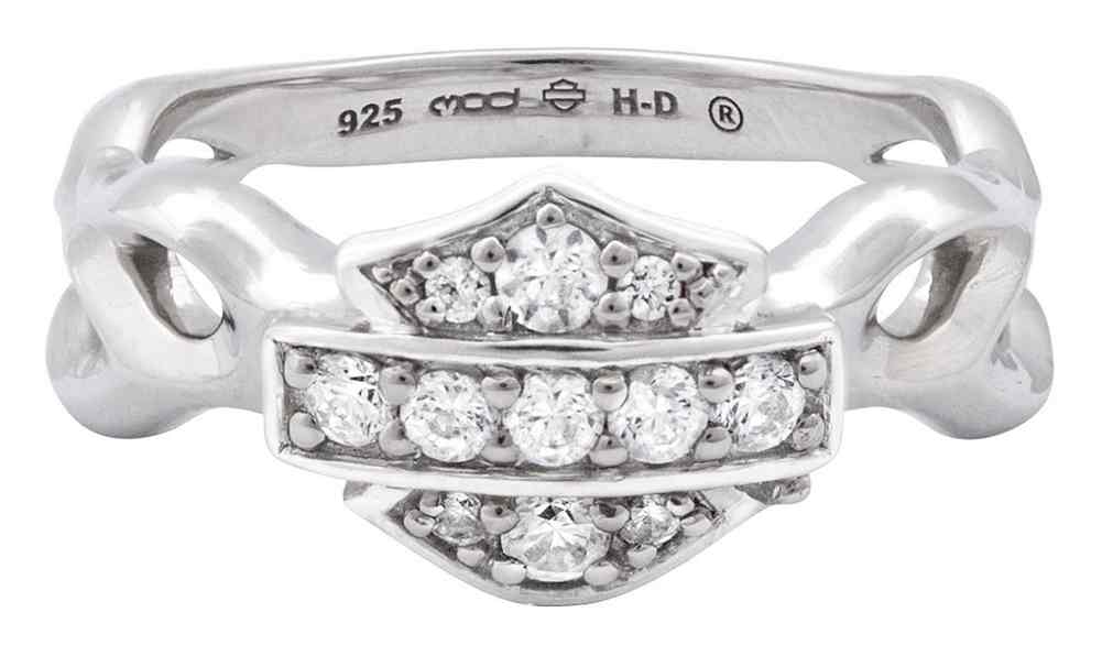 Harley-Davidson Women's Ring, Inferior Flames Embellished B&S, Silver HDR0358 - Wisconsin Harley-Davidson