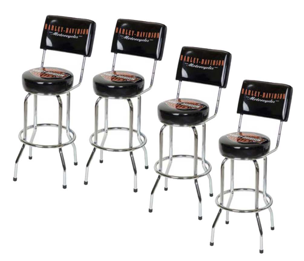 Harley-Davidson Bar & Shield Bar Stool With Back Rest HDL-12204 SET OF 4 - Wisconsin Harley-Davidson