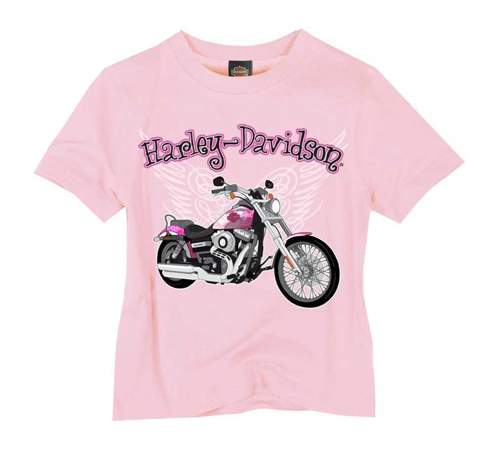 Harley Davidson Little Girls Motorcycle Winged Bike Tee T Shirt