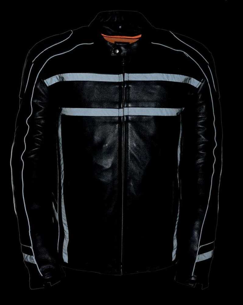 Milwaukee Leather Men's Reflective Band & Piping Scooter Jacket ML2083 - Largest Selection of Harley-Davidson Products
