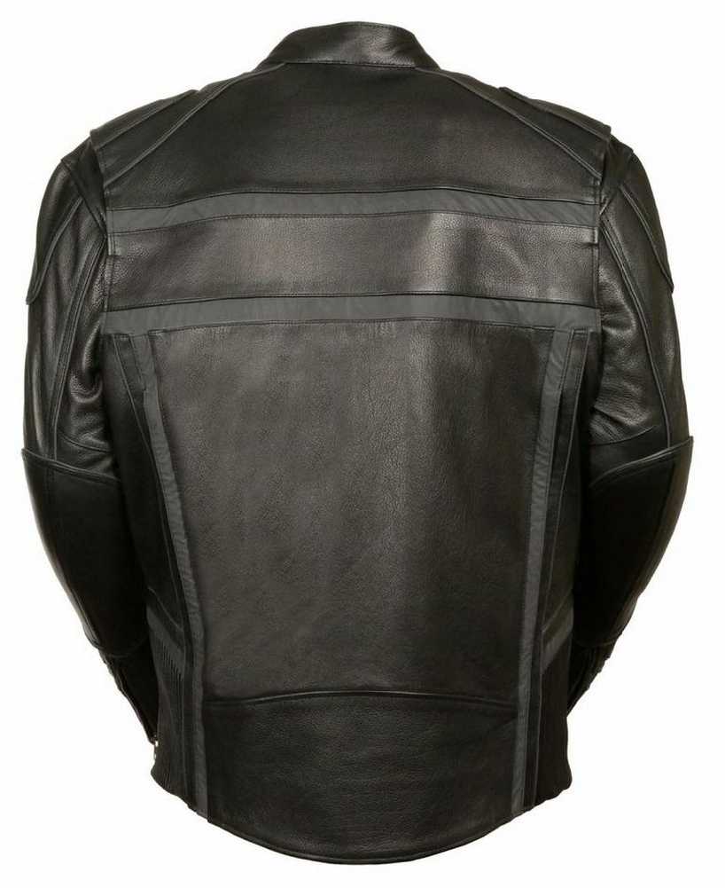 ◆BACKBONE MELTON MOTORCYCLE JACKET 馬革 Milwaukee Leather Men's Reflective Band & Piping Scooter Jacket