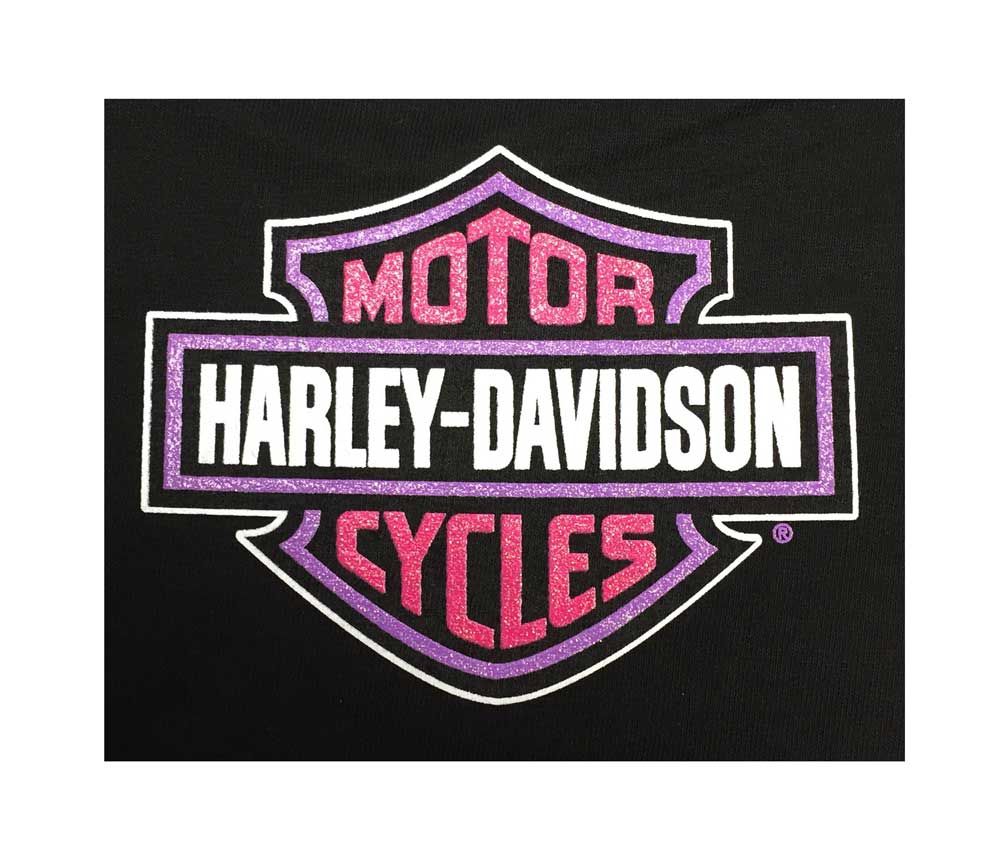 Harley-Davidson Free Shipping - Harley-Davidson Little Girls' Tee, Long Sleeve Glitter Bike Shirt, Black 1530585 - Free Shipping on many products plus Orders Over $99