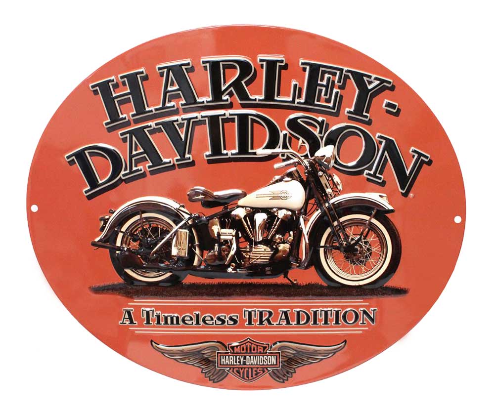 Harley-Davidson Embossed Timeless Vintage Motorcycle Tin Sign, Orange 2010781 - Wisconsin Harley-Davidson