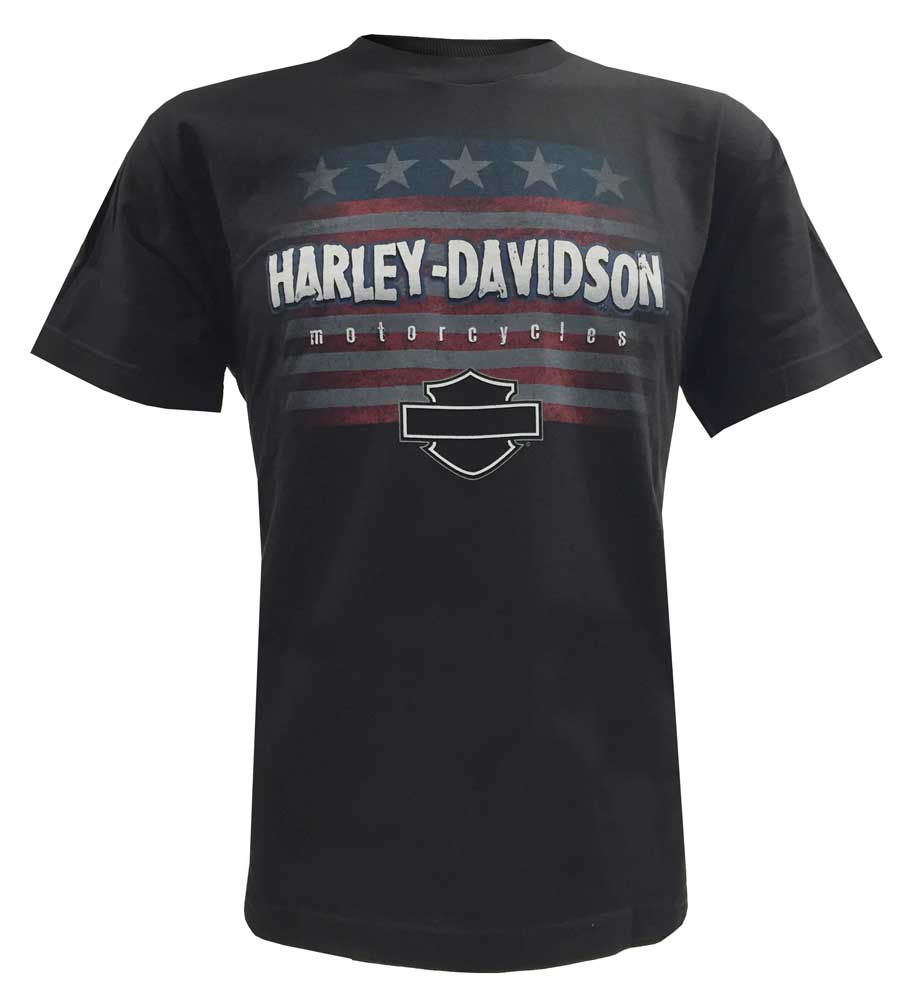 Harley-Davidson Big Boys' Stars N' Stripes Patriotic Youth T-Shirt, Black - Wisconsin Harley-Davidson