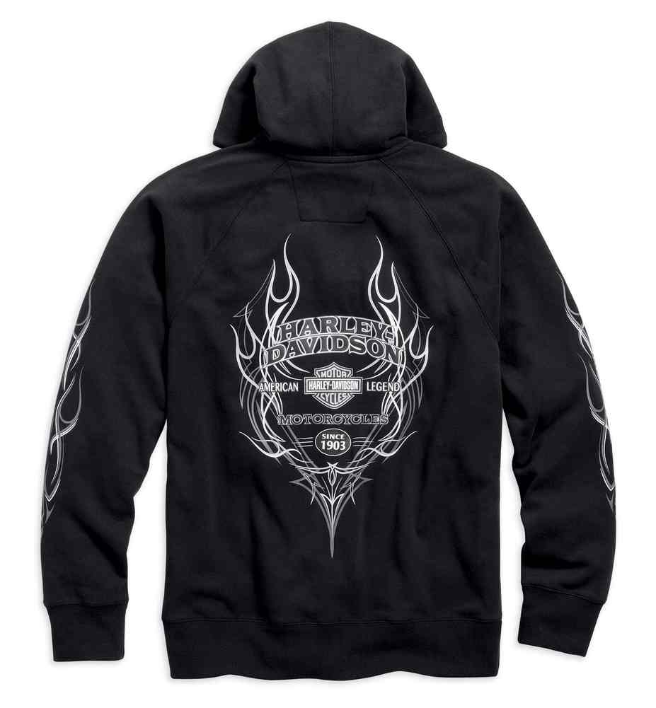 Harley-Davidson® Men's Pinstripe Flames Zippered Hoodie, Black