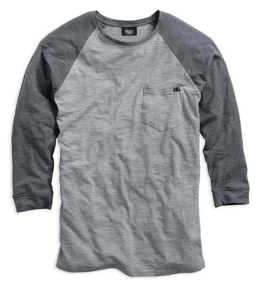 Harley-Davidson Men's 3/4 Raglan Sleeve Baseball Tee T-Shirt, Grey. 96015-15VM - Wisconsin Harley-Davidson