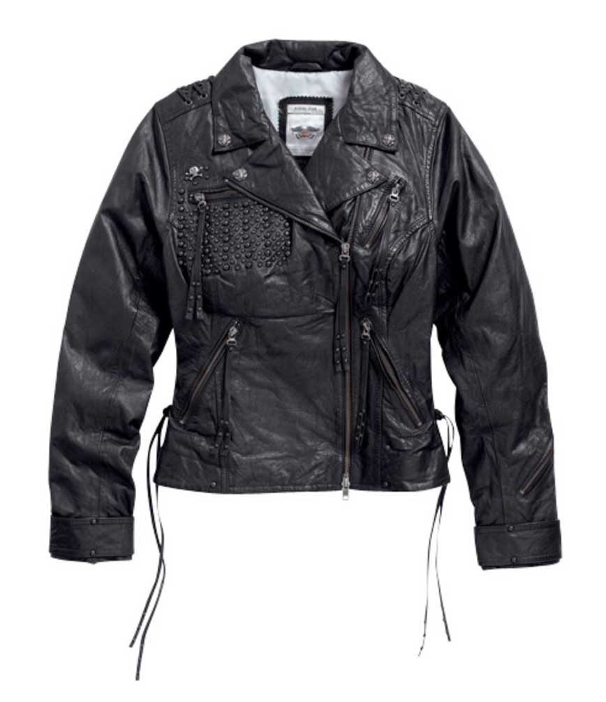 Harley-Davidson® Women's Dark Shadows Leather Biker Jacket, Black