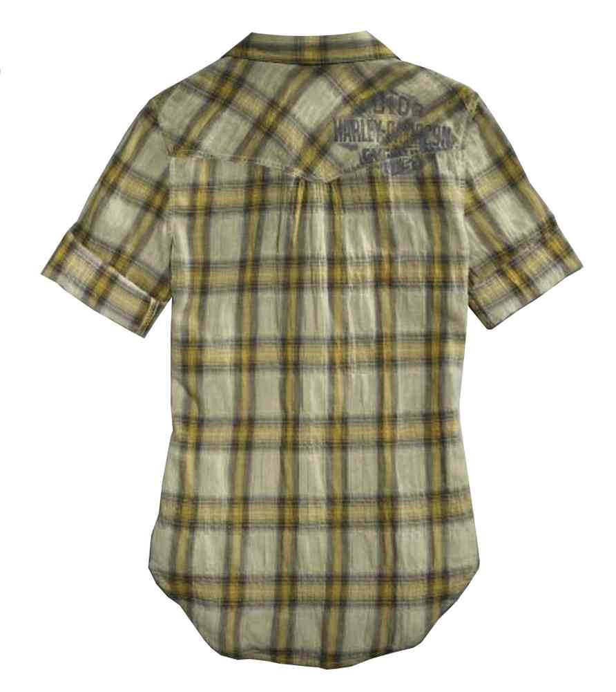 Harley-Davidson Free Shipping - Harley-Davidson Women's Woven Shirt, Bar & Shield Plaid Tee, Gold 96017-15VW - Free Shipping on many products plus Orders Over $99