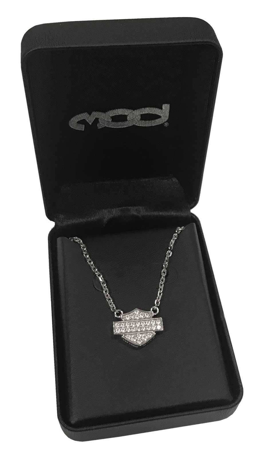 HarleyDavidson チェーンネックレス Textured Bar&Shield Flames Harley-Davidson Women's Flames Bar & Shield Heart Necklace