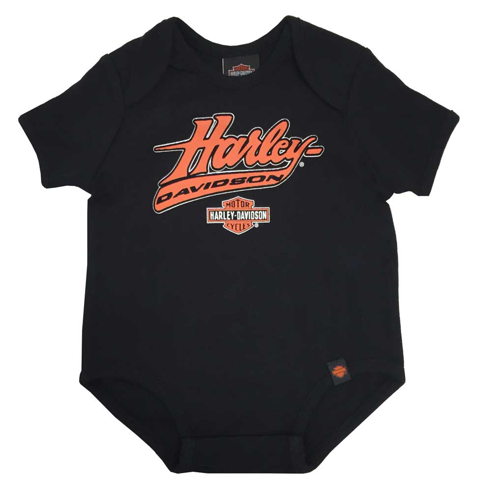 Harley-Davidson Baby Boys' Interlock Creeper, H-D Felt Script, Black 0263094 - Wisconsin Harley-Davidson