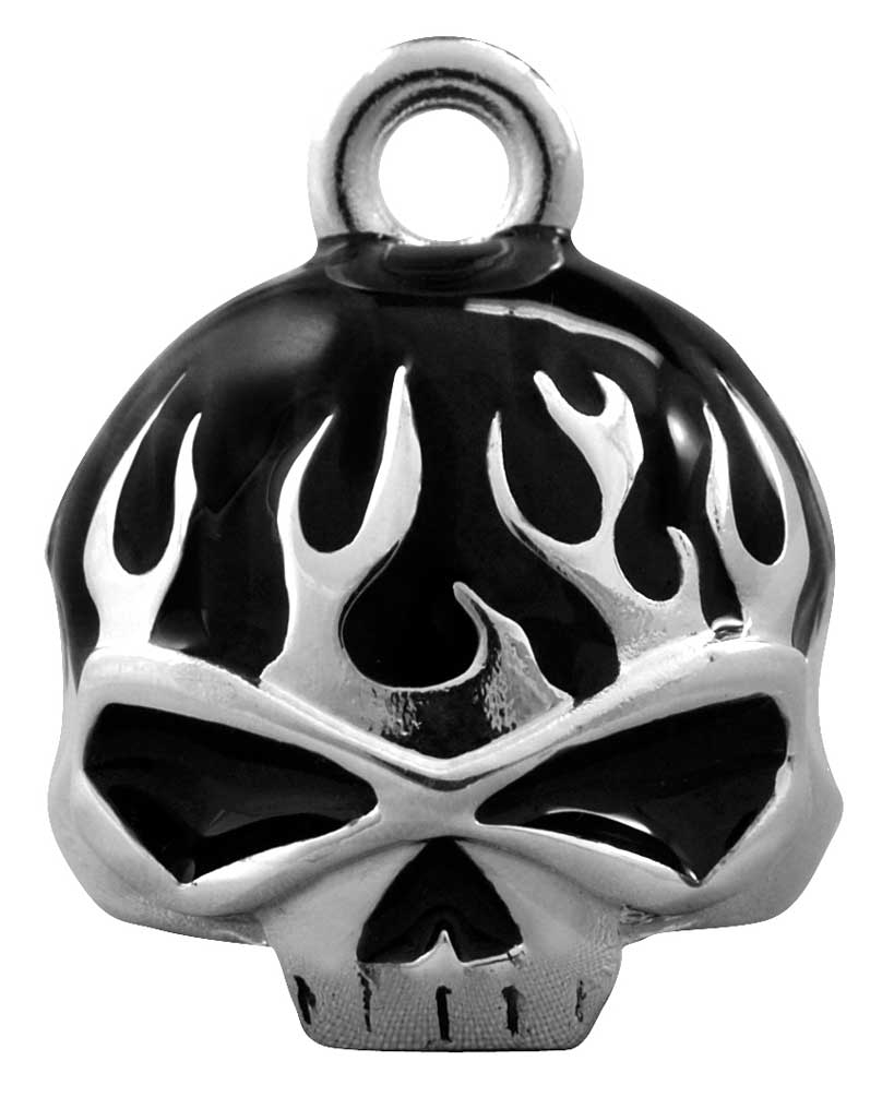 Harley-Davidson Black Flames Skull Silver Ride Bell HRB039 - Wisconsin Harley-Davidson