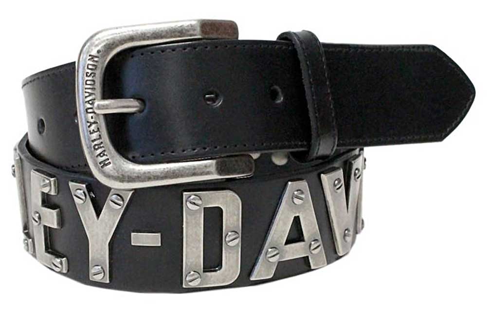 Harley-Davidson® Men's Belt, Metal H-D Font, Black Leather Belt