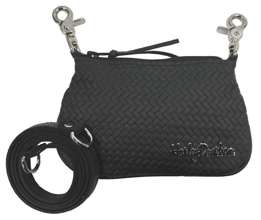 Harley-Davidson Women's Medallion Basket Weave Hip Bag/Crossbody Purse, BHC609 - Wisconsin Harley-Davidson