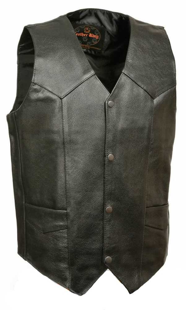 Leather King Men's Classic Snap Front Biker Vest SH1310
