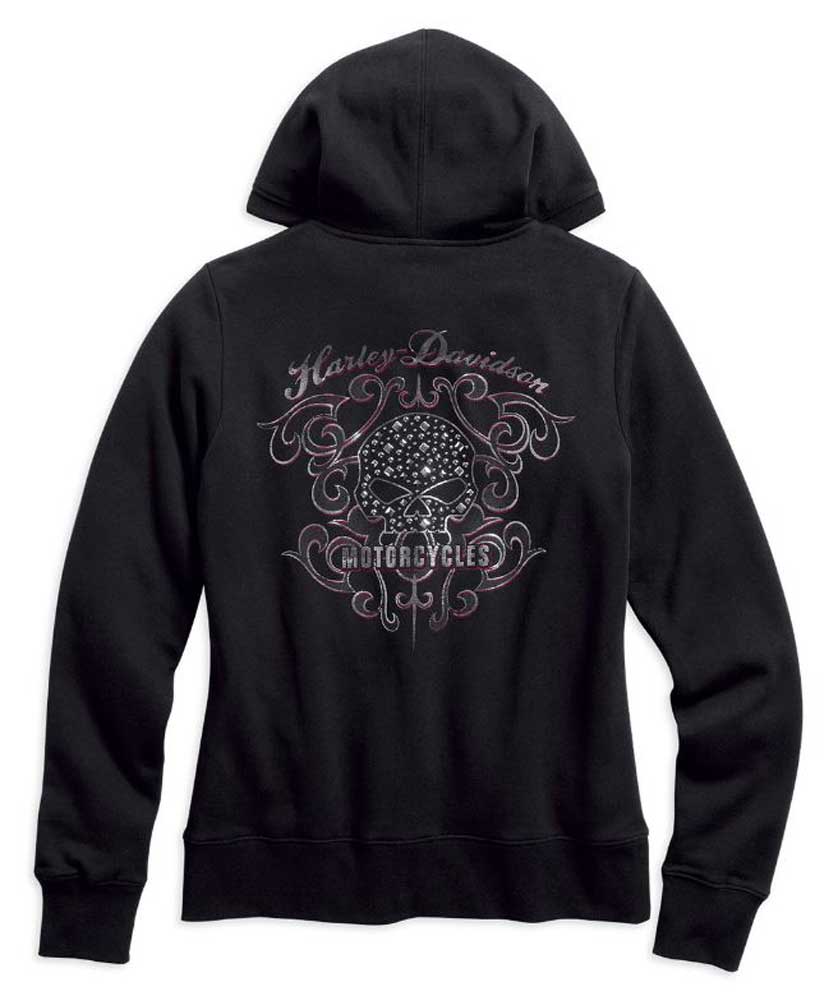 ★HARLEY-DAVIDSON COLLECTIONS★CLASSIC LOGO HOODIE Women's Classic Bar & Shield Zip Front Hoodie - Leather & Chrome
