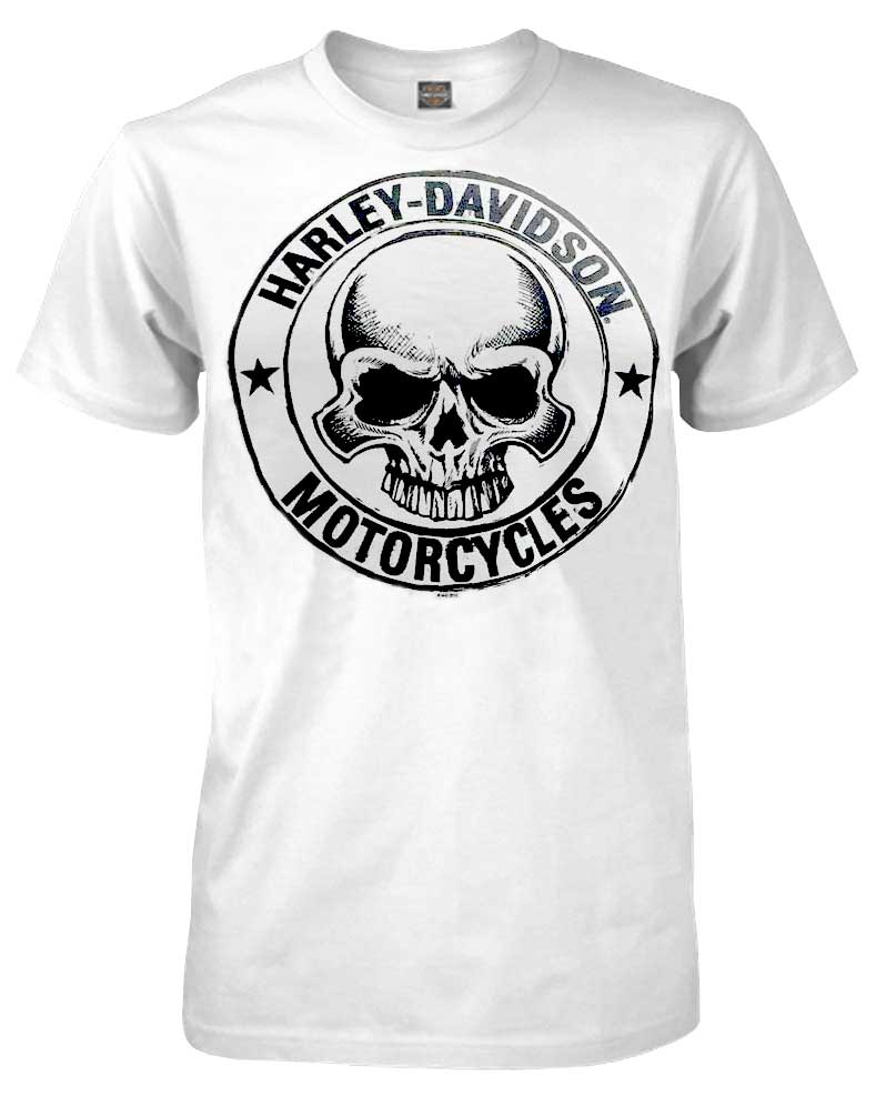 Harley-Davidson Men's H-D Skull Badge Short Sleeve T-Shirt White 30298294 - Wisconsin Harley-Davidson