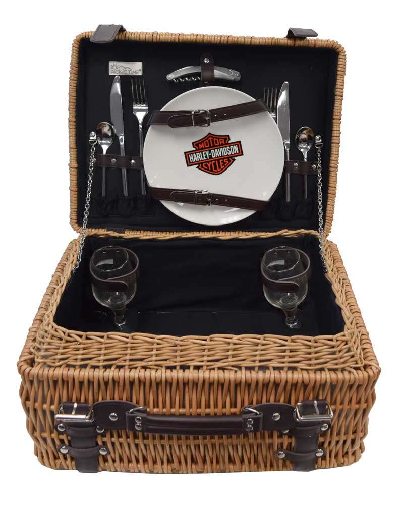 Harley-Davidson® Champion Picnic Basket, Black 208-40 - Wisconsin