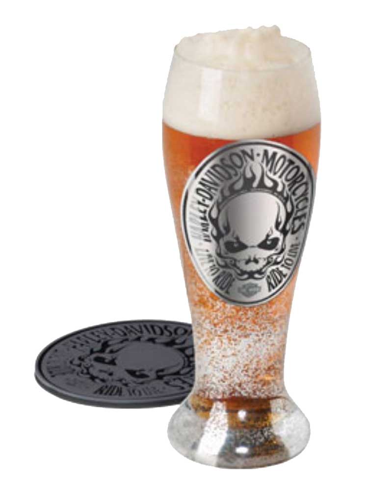 Harley-Davidson Free Shipping - Harley-Davidson Tribal Flaming Skull Pilsner Set 22oz Hand Blown Glass HDL-18756 - Free Shipping on many products plus Orders Over $99