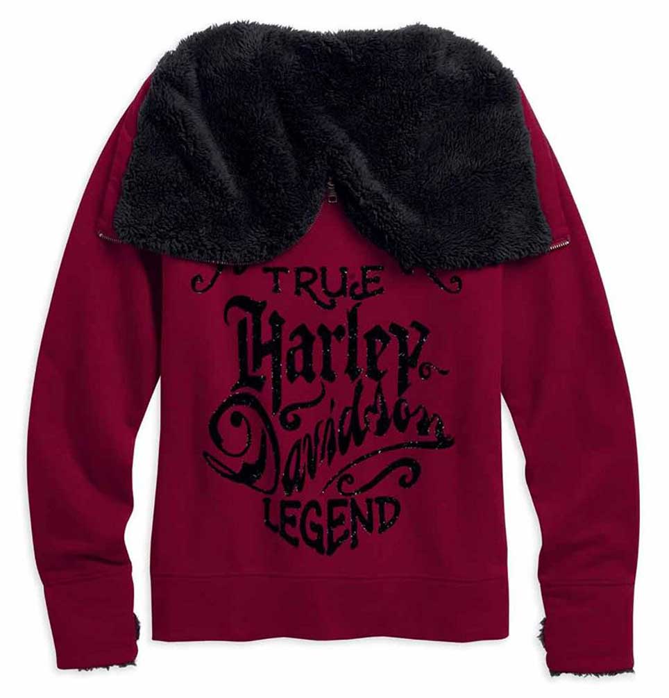 Harley-Davidson Women's Glitter Bar & Shield Legend Flocked Hoodie 96168-16VW - No Hassle Returns at Wisconsin Harley