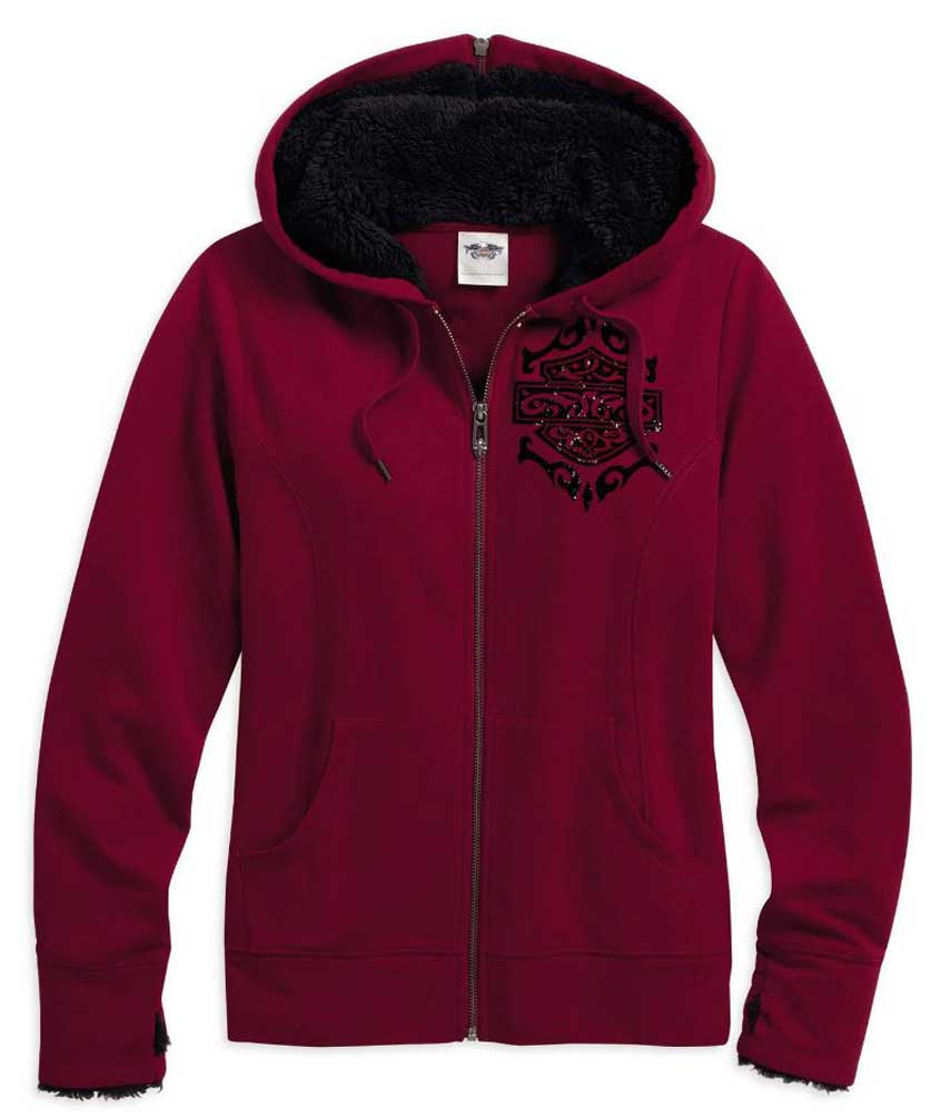 Harley-Davidson Women's Glitter Bar & Shield Legend Flocked Hoodie 96168-16VW - Wisconsin Harley-Davidson