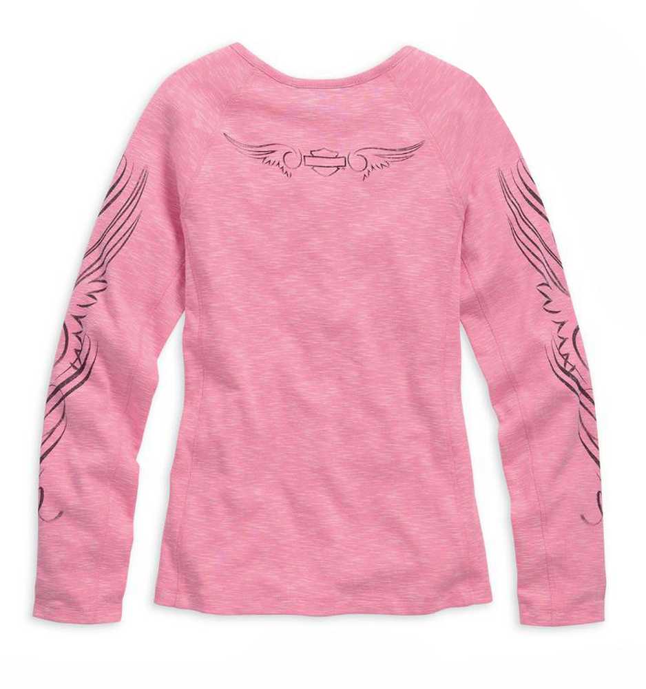 Harley-Davidson Free Shipping - Harley-Davidson Women's Pink Label L/S Henley Tee T-Shirt Pink/Black. 99134-15VW - Free Shipping on many products plus Orders Over $99