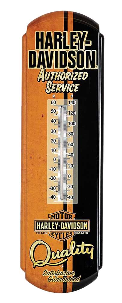 Harley-Davidson Authorized Service Tin Thermometer, 8 W x 26.75 H HDL-10093 - Wisconsin Harley-Davidson