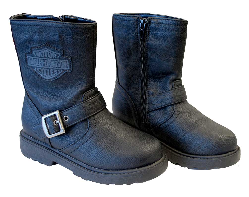 Harley-Davidson Boy's Pleather Biker Boot, Side Buckle, Black 4275064/4285064 - Wisconsin Harley-Davidson