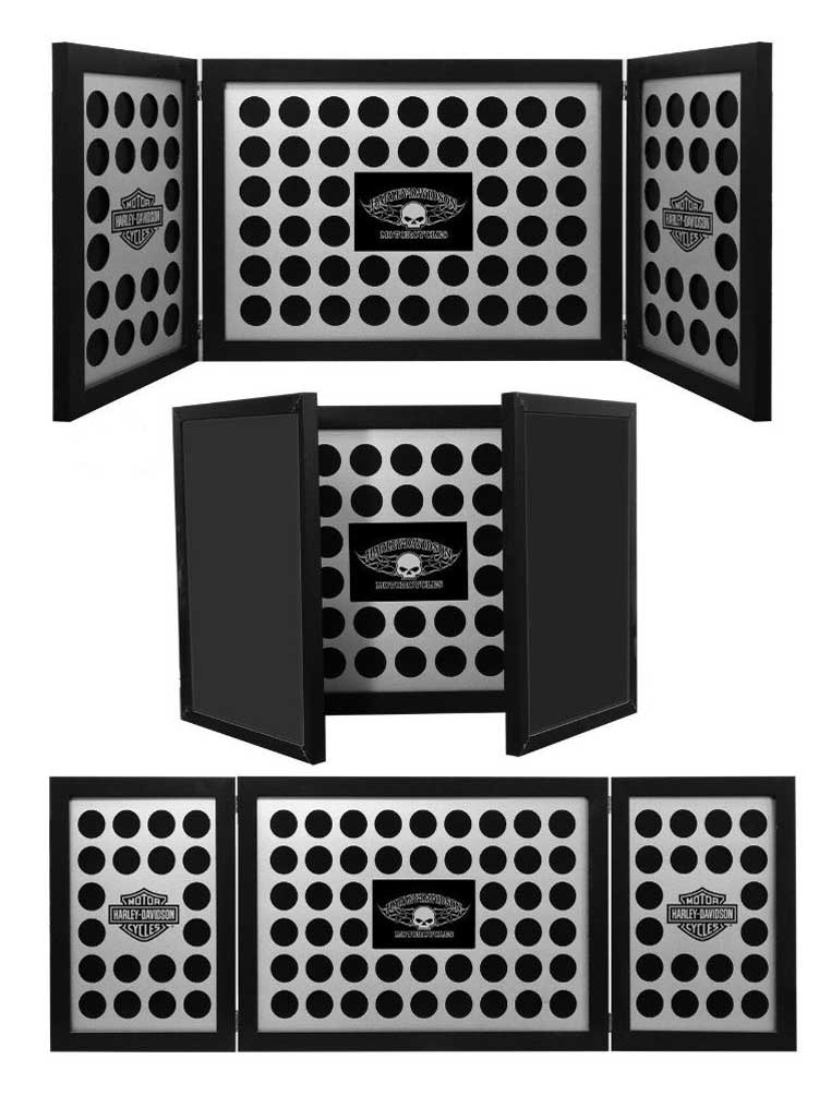 Harley-Davidson Tri-Fold Poker Chip Collectors Frame, Holds 88 Chips, Black 6973 - Largest Selection of Harley-Davidson Products