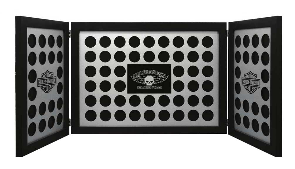 Harley-Davidson Tri-Fold Poker Chip Collectors Frame, Holds 88 Chips, Black 6973 - Wisconsin Harley-Davidson