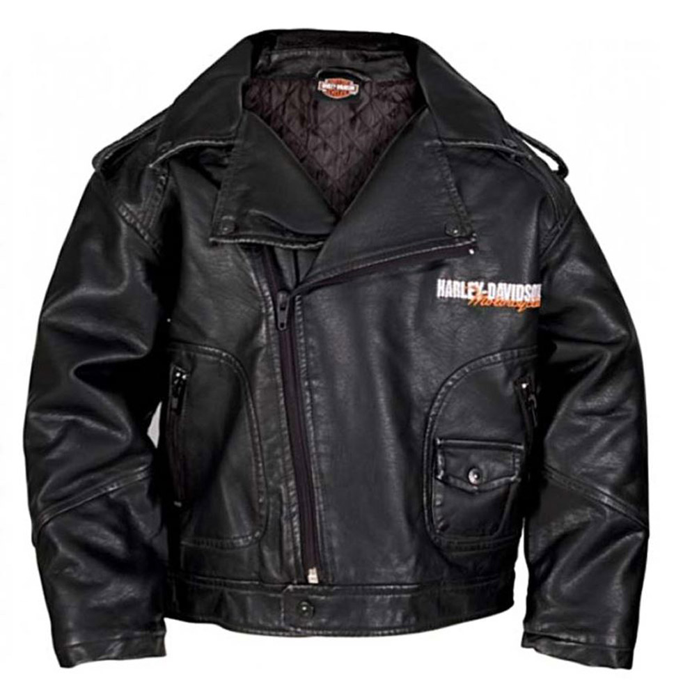 Harley-Davidson® Big Boys' Upwing Eagle Biker Pleather Jacket Black 0396074
