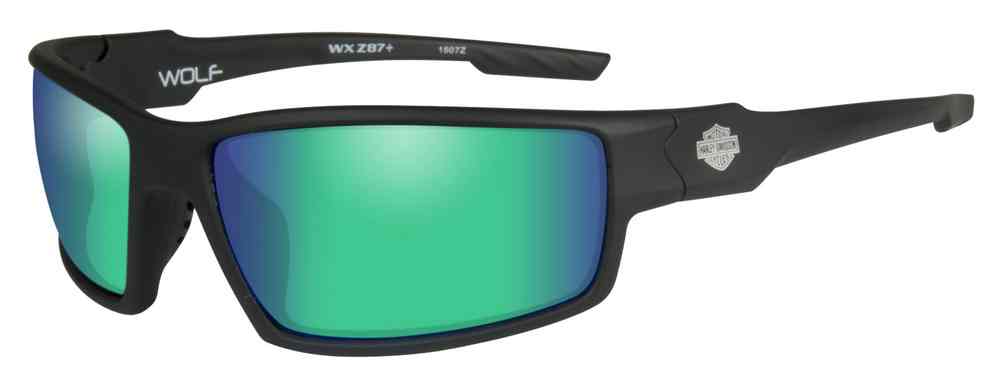 Harley-Davidson Men's Wolf Bar & Shield Sunglasses, Green Mirror Lenses HAWOL10 - Wisconsin Harley-Davidson