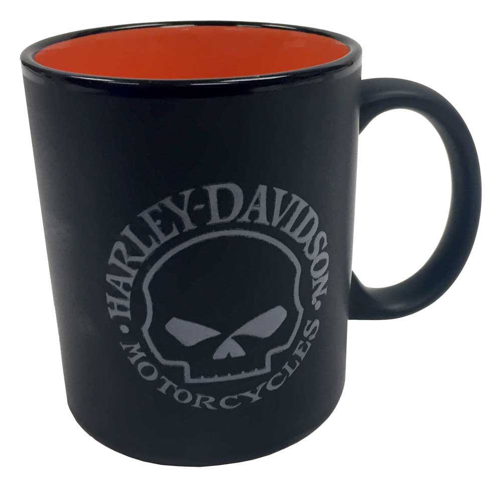 Harley-Davidson Willie G Skull Coffee Mug, 15 oz. w/ Orange Inside HD-WGS-2208 - Wisconsin Harley-Davidson