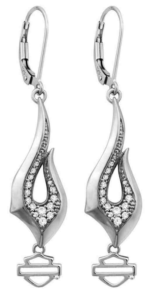 Harley-Davidson Women's Inferno Embellished Bar & Shield Drop Earrings HDE0357 - Wisconsin Harley-Davidson