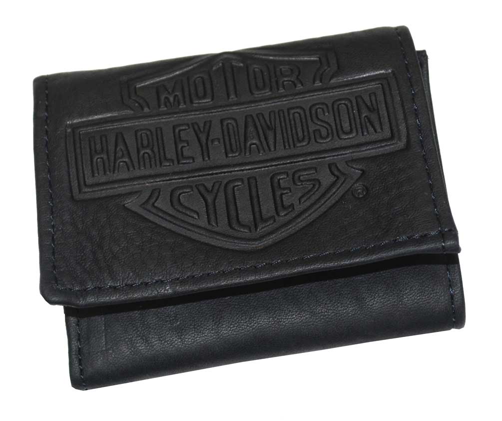 Harley-Davidson Men's Embossed Bar & Shield Tri-Fold Wallet Black FT310H - Wisconsin Harley-Davidson