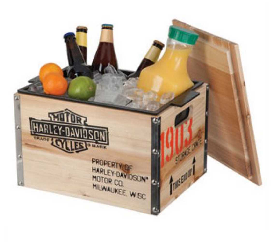 Harley-Davidson® 1903 Vintage Wooden Crate Cooler 13.75 x 10 x