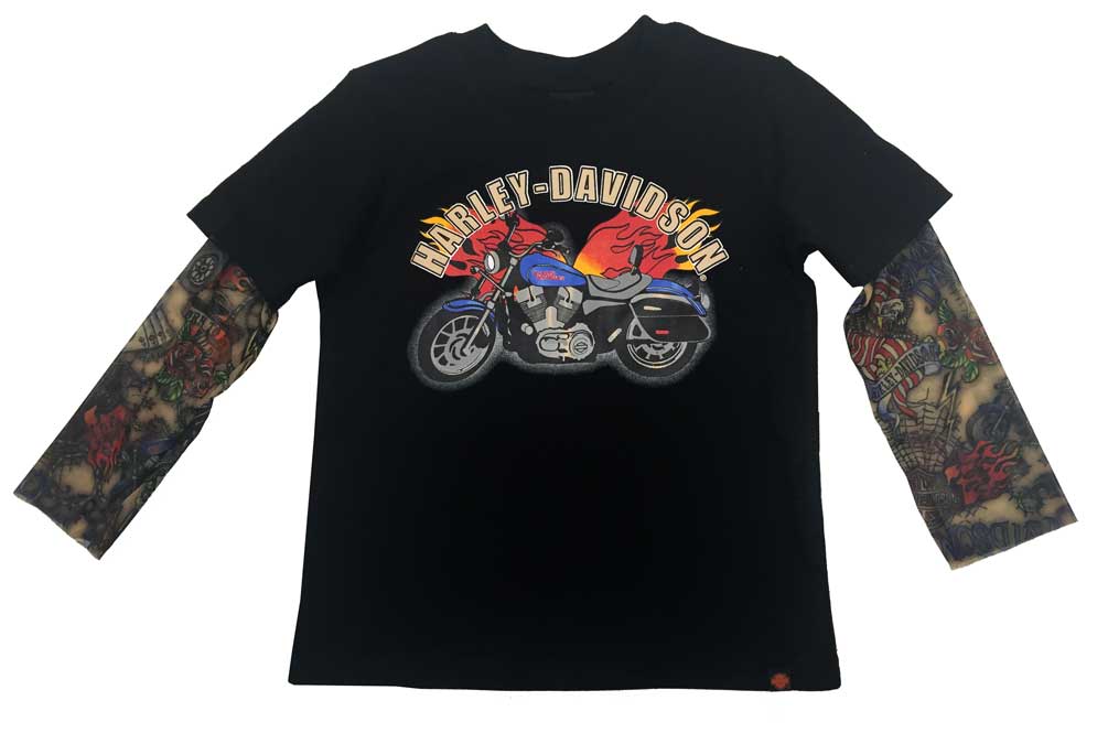 Harley Davidson Little Boys Motorcycle Tee W Mesh Tattoo