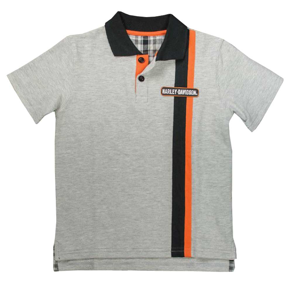 Harley-Davidson Little Boys' Bar & Shield Short Sleeve Pique Polo, Gray 1081637 - Wisconsin Harley-Davidson