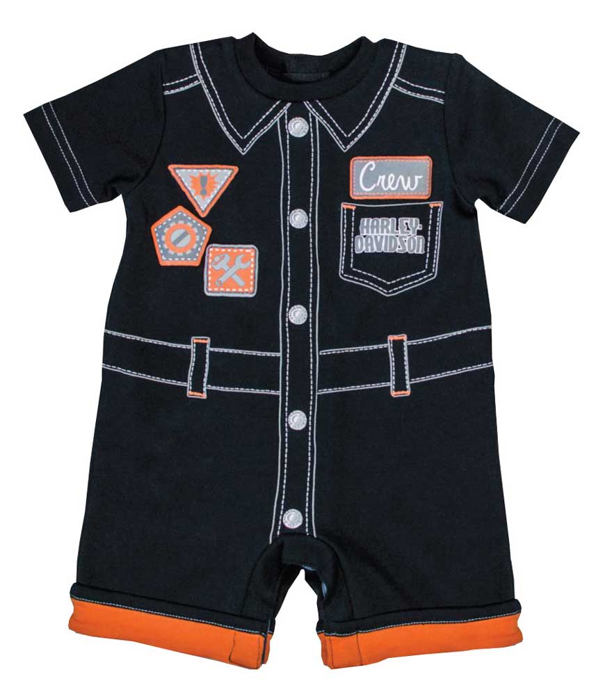Harley-Davidson Baby Boys' Interlock Infant Printed Mechanic Romper Suit 3061653 - Wisconsin Harley-Davidson