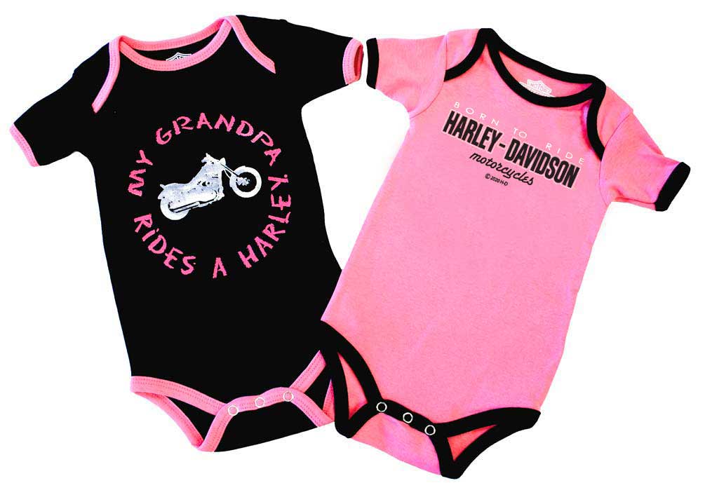 Harley Davidson Baby Girls Grandpa Rides A Harley Creeper 2 Pack