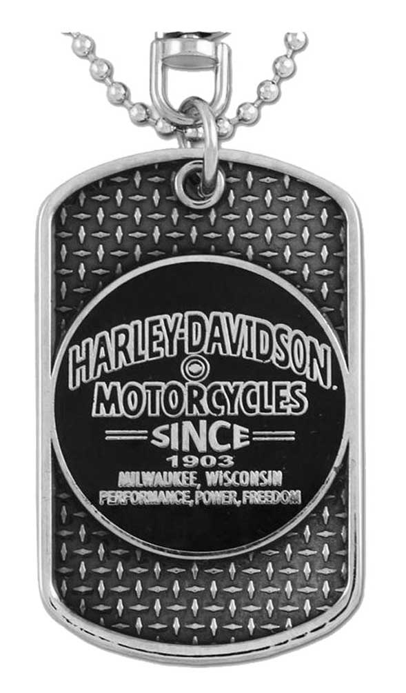 Harley-Davidson® Dog Tag, Winged Skull Distressed Chain/Keychain