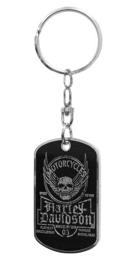 Harley-Davidson Dog Tag, Winged Skull Distressed Chain/Keychain, Silver 8002763 - No Hassle Returns at Wisconsin Harley