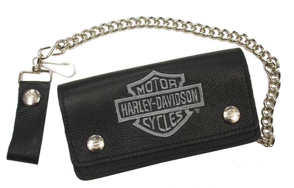 Harley-Davidson Men's Embroidered Bar & Shield Biker Chain Wallet BLK BW808H-2G - Wisconsin Harley-Davidson