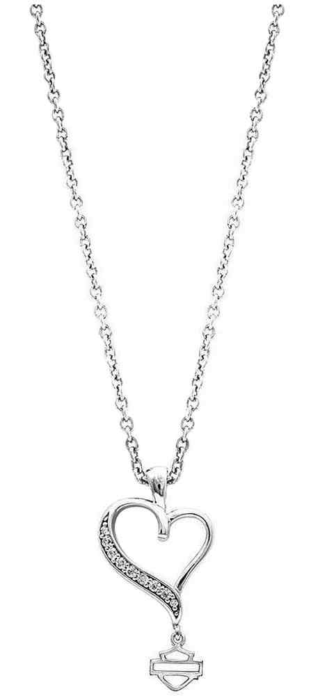 Harley-Davidson Women's Necklace, Embellished Rebel Heart, Silver HDN0315-18 - Wisconsin Harley-Davidson