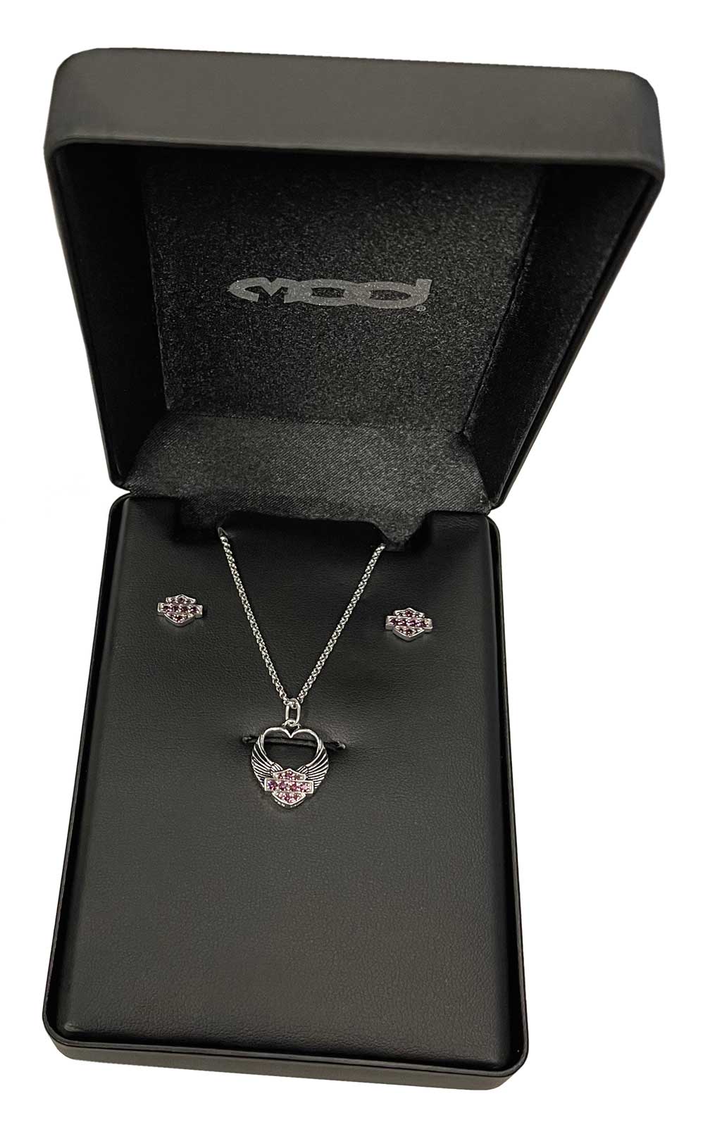 Harley-Davidson Womens Winged Heart Necklace & Earrings Gift Set, Purple HDS0003 - Largest Selection of Harley-Davidson Products