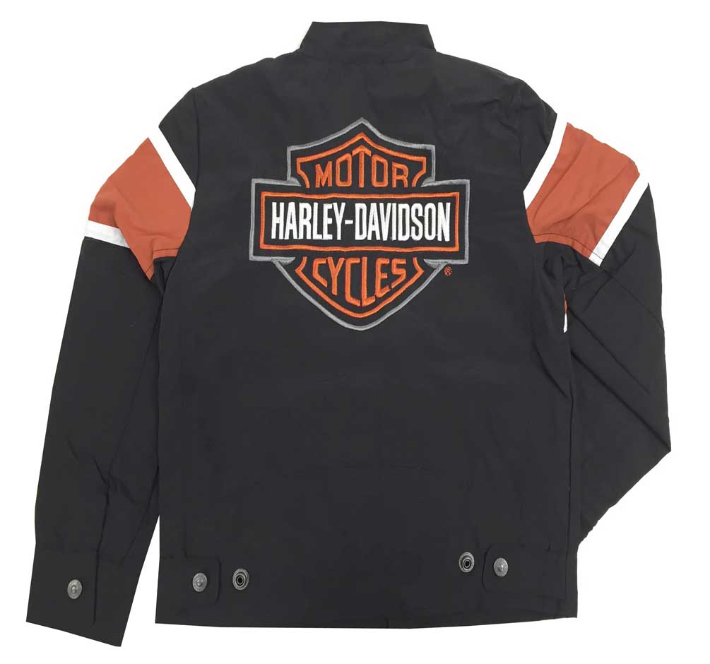 Harley-Davidson® Big Boys' Nylon Wind Breaker Jacket, Black/Orange