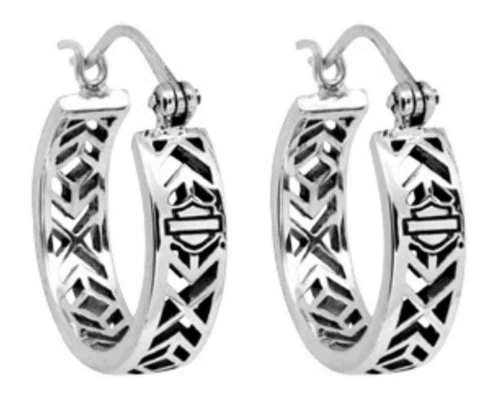 Harley-Davidson® Women's Earrings, Aztec Bar & Shield Hoops